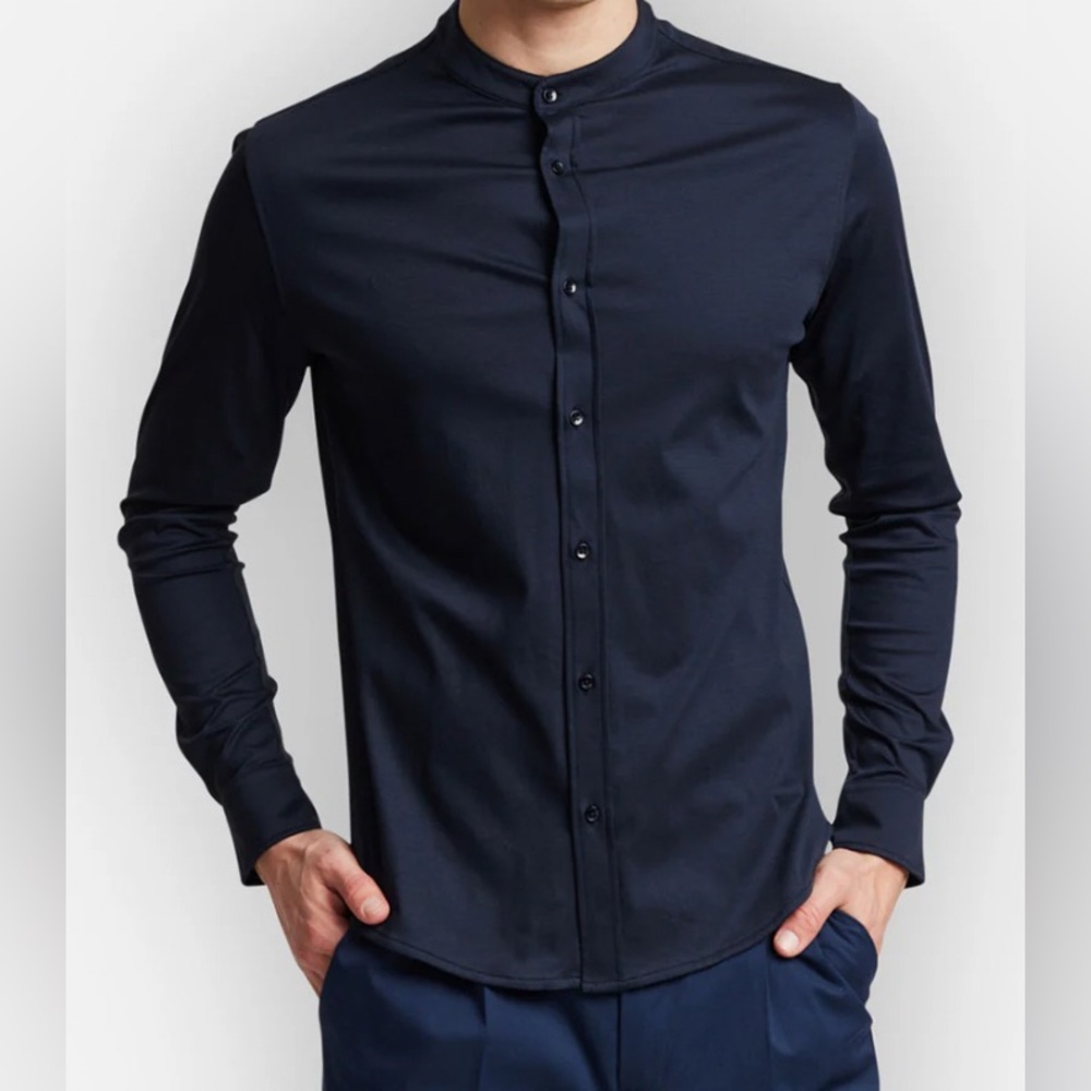 Kiefermann Mens Navy Button Down Shirt with Tailored Fit